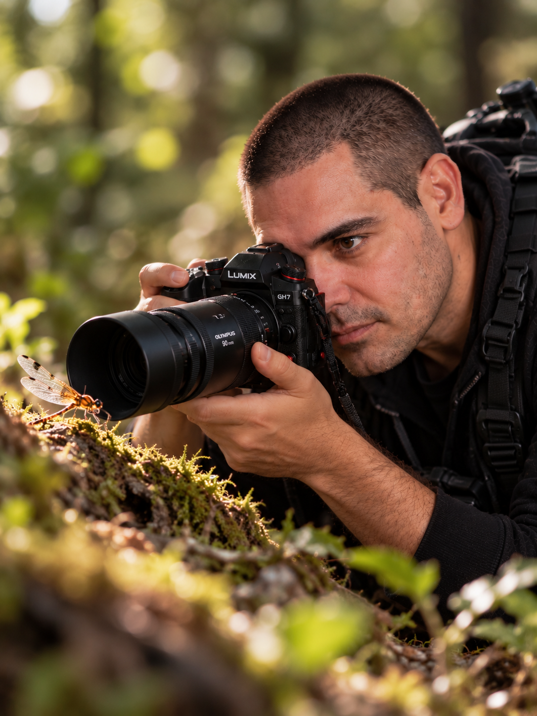 Arnaud Tourangin réalisant une prise de vue macro